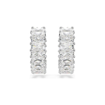 Orecchini cerchio Swarovski rodiati con cristalli rettangolari MISURA UNICA