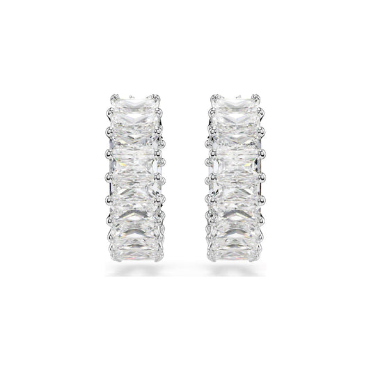 Orecchini cerchio Swarovski rodiati con cristalli rettangolari MISURA UNICA