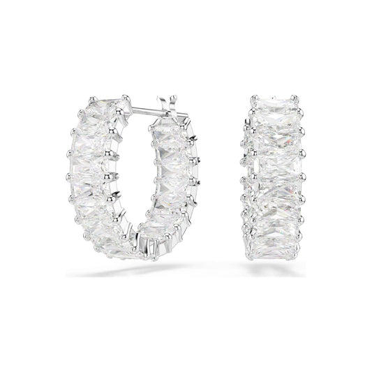Orecchini cerchio Swarovski rodiati con cristalli rettangolari MISURA UNICA
