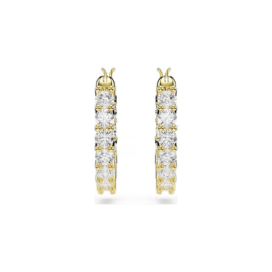 Orecchini a cerchio Swarovski dorati con cristalli bianchi MISURA UNICA