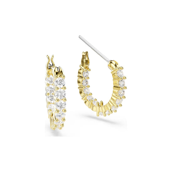 Orecchini a cerchio Swarovski dorati con cristalli bianchi MISURA UNICA