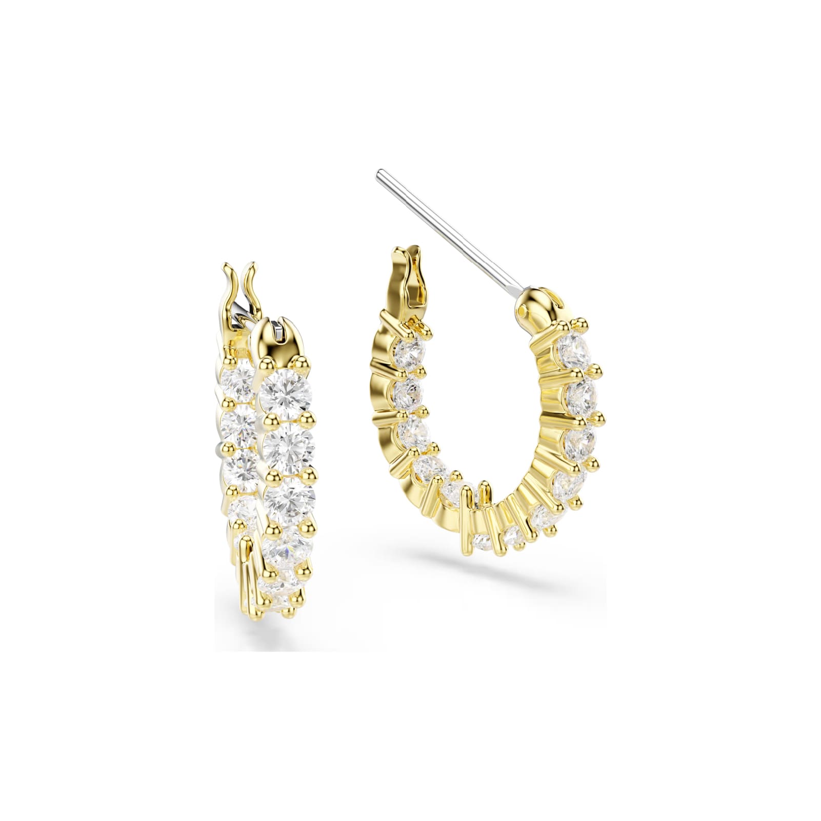 Orecchini a cerchio Swarovski dorati con cristalli bianchi MISURA UNICA