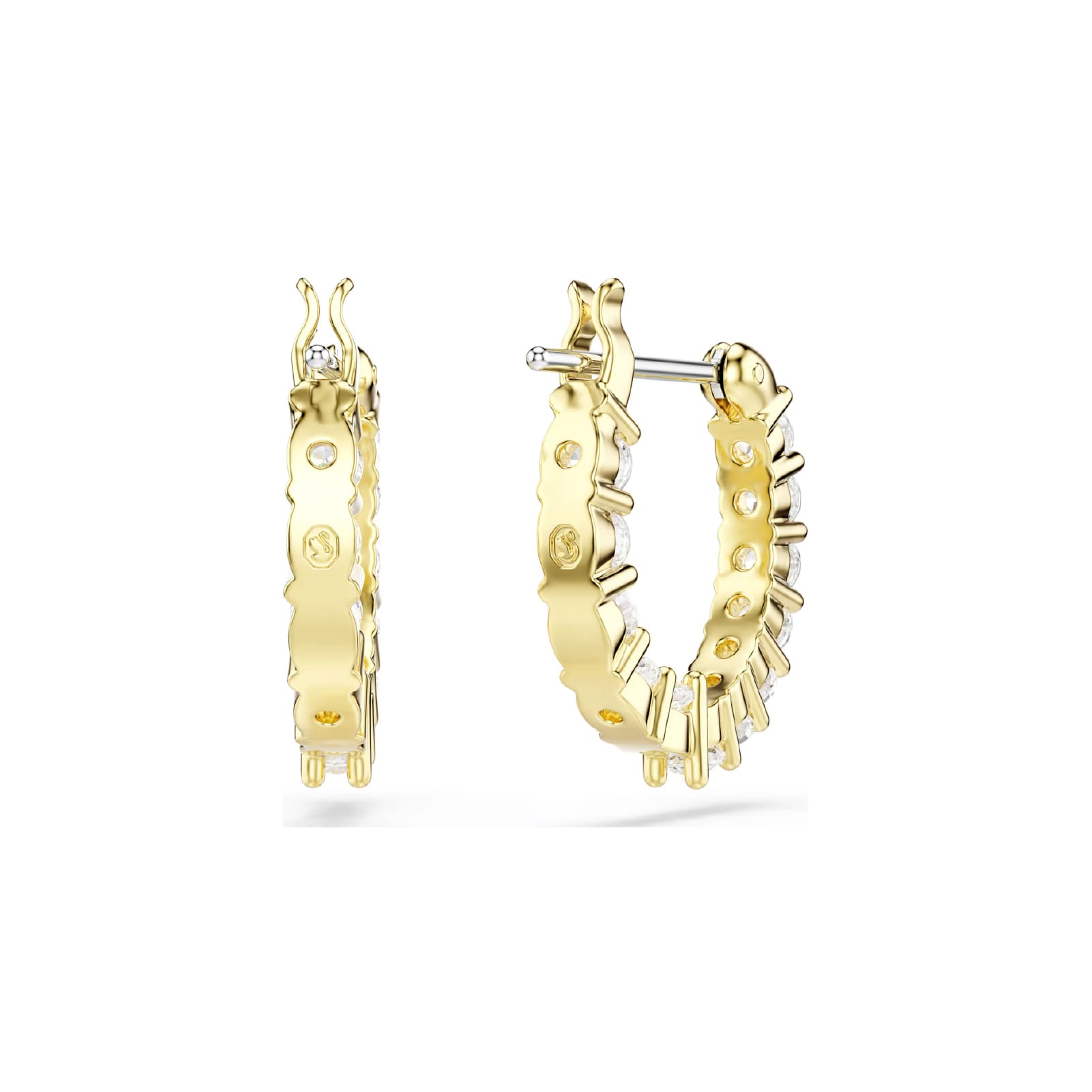 Orecchini a cerchio Swarovski dorati con cristalli bianchi MISURA UNICA