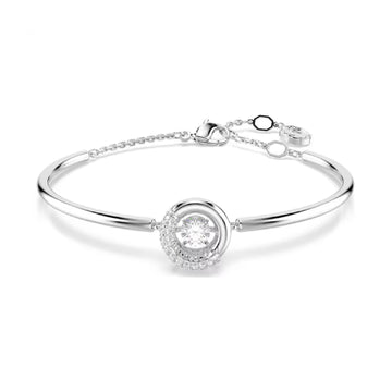 Bracciale rigido Swarovski rodiato con cristalli bianchi 17 cm