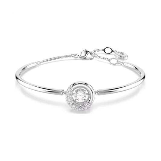 Bracciale rigido Swarovski rodiato con cristalli bianchi 17 cm