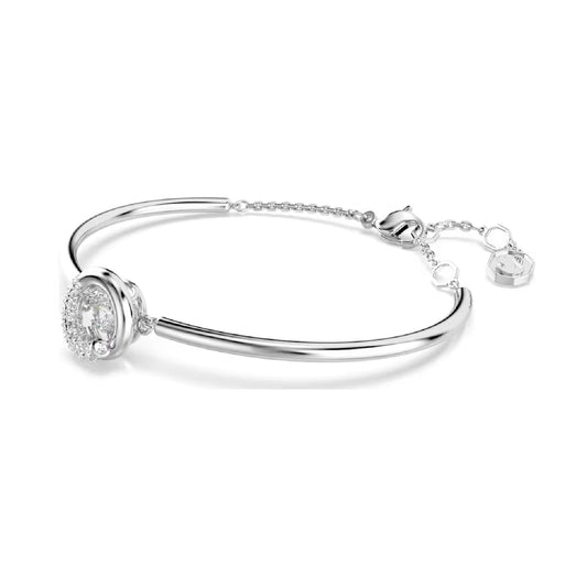 Bracciale rigido Swarovski rodiato con cristalli bianchi 17 cm