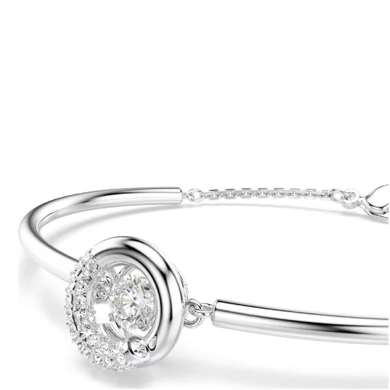 Bracciale rigido Swarovski rodiato con cristalli bianchi 17 cm