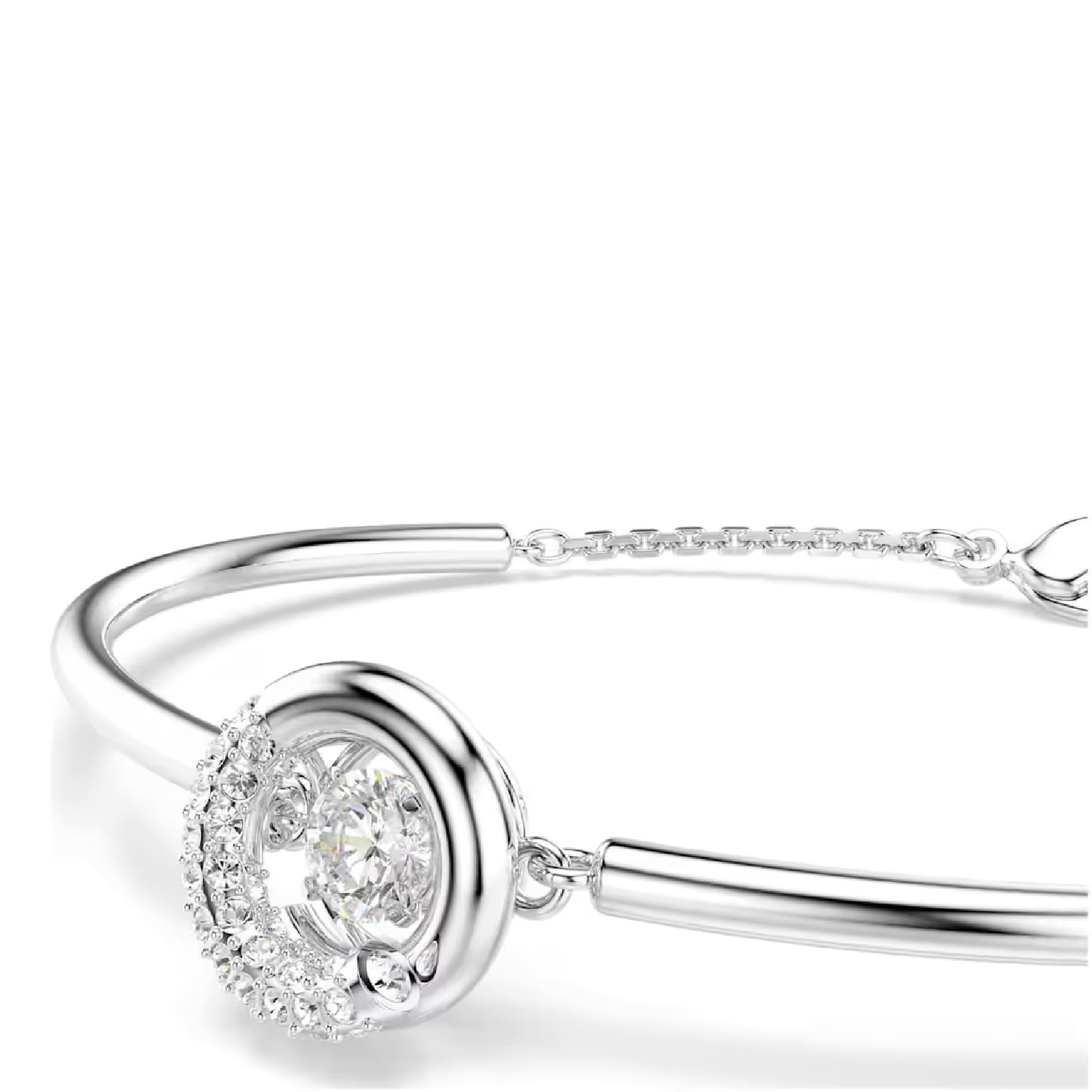 Bracciale rigido Swarovski rodiato con cristalli bianchi 17 cm