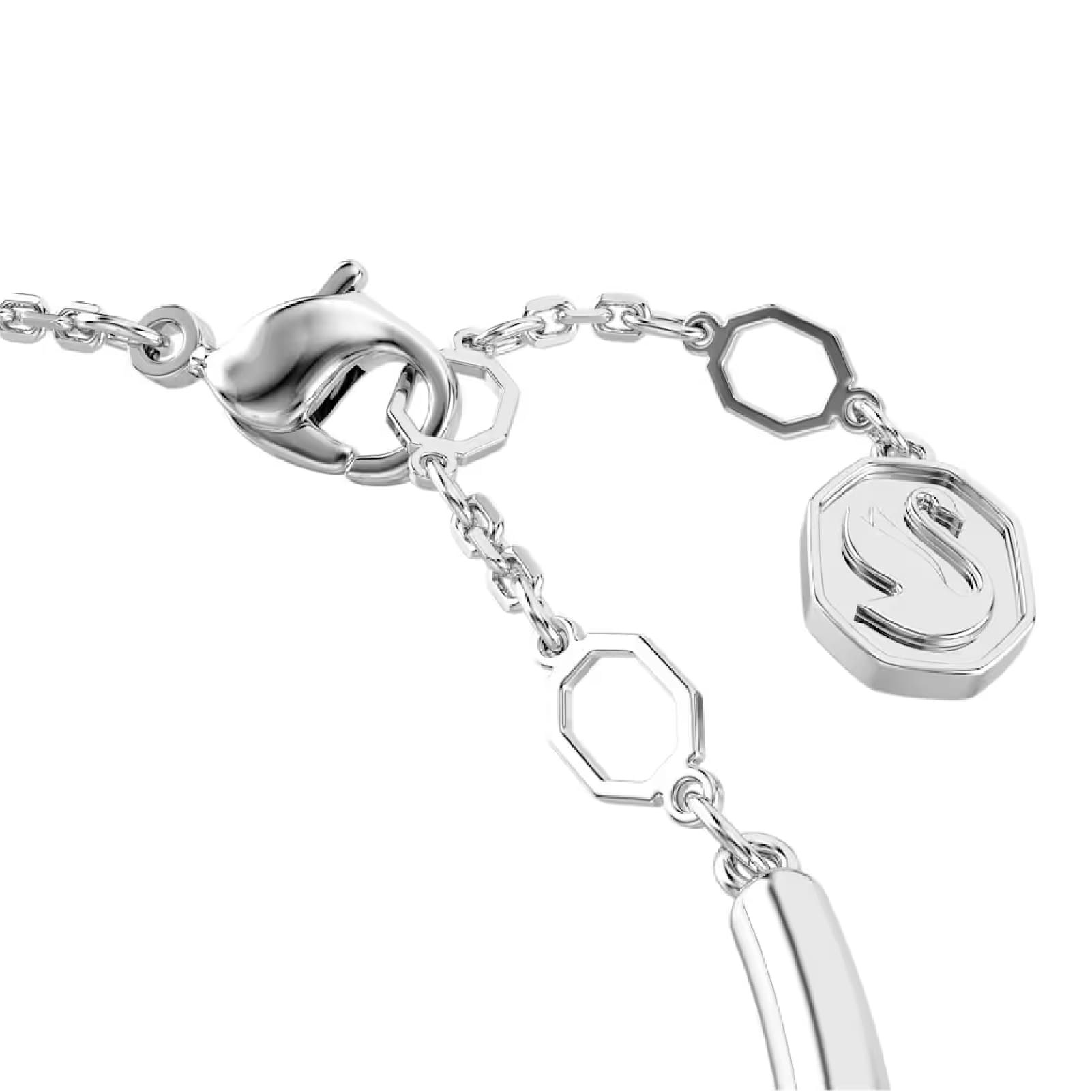 Bracciale rigido Swarovski rodiato con cristalli bianchi 17 cm