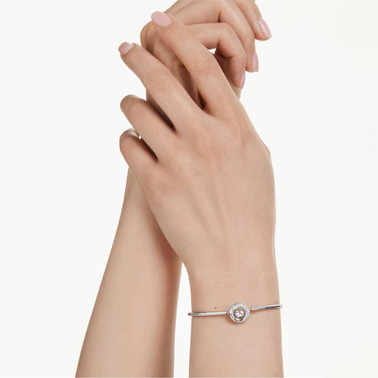 Bracciale rigido Swarovski rodiato con cristalli bianchi 17 cm