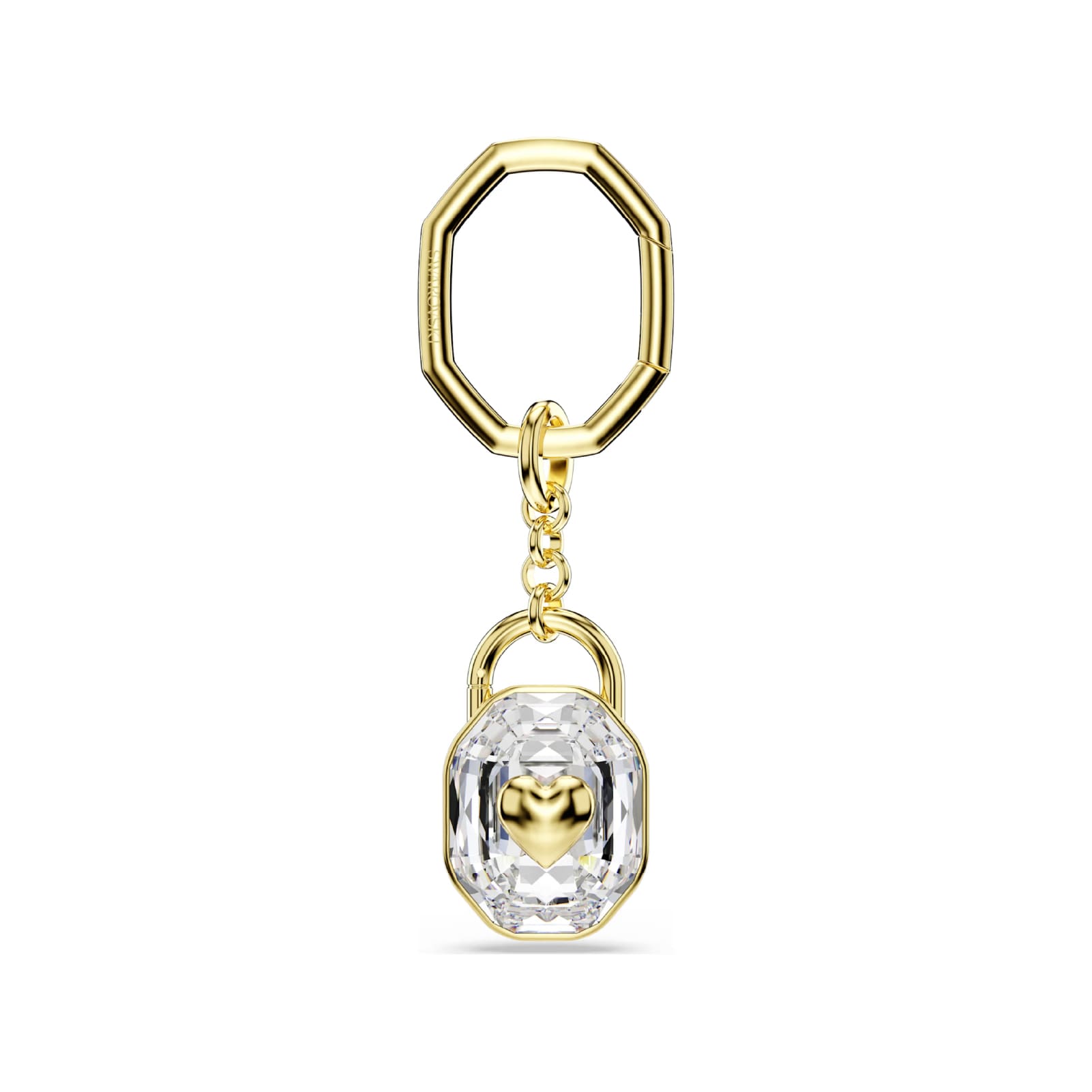 Portachiavi Swarovski a forma di lucchetto placcato oro MISURA UNICA