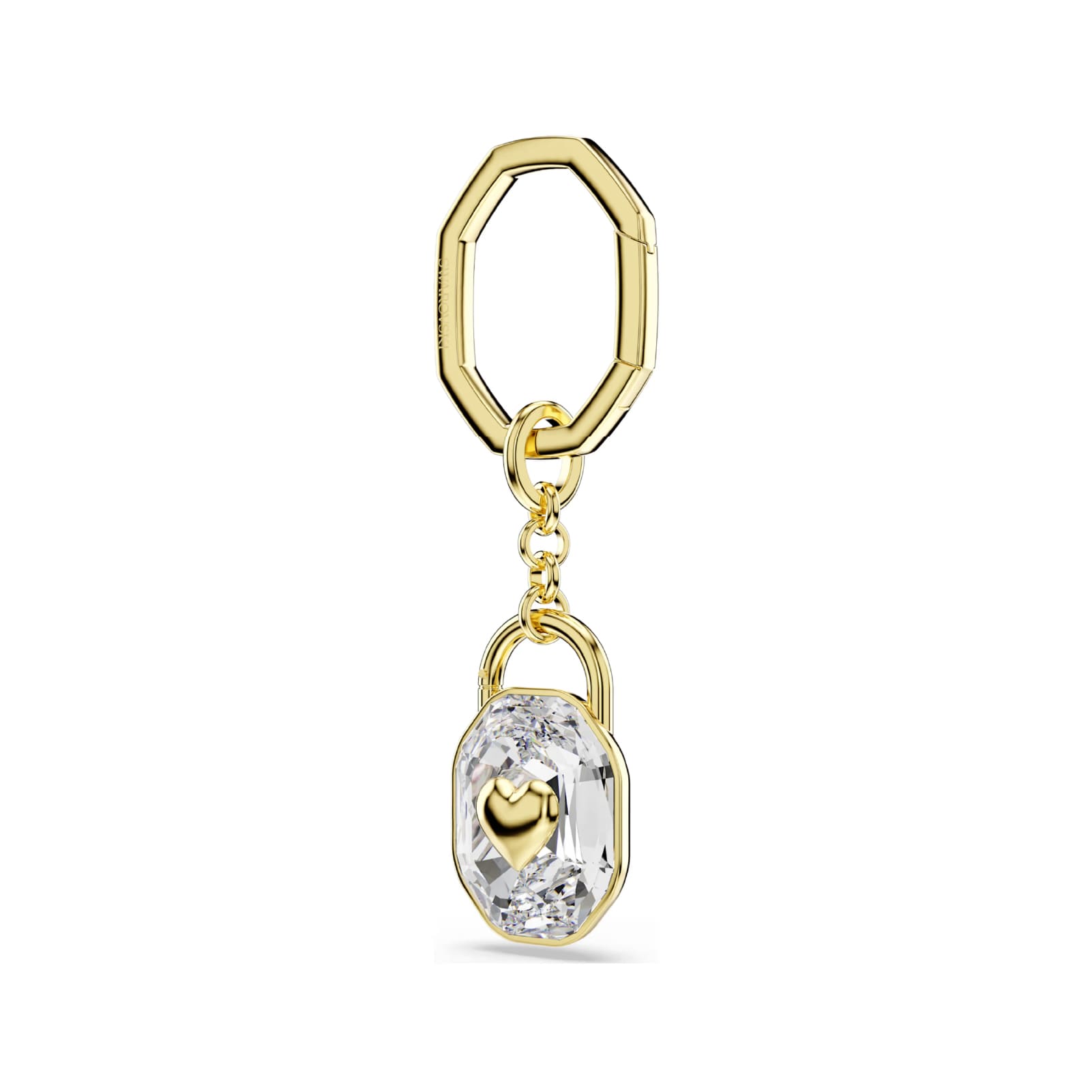 Portachiavi Swarovski a forma di lucchetto placcato oro MISURA UNICA