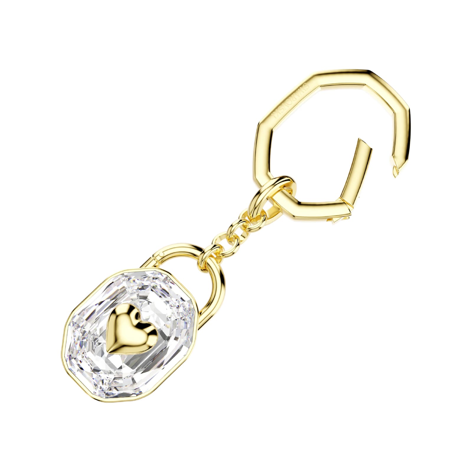 Portachiavi Swarovski a forma di lucchetto placcato oro MISURA UNICA