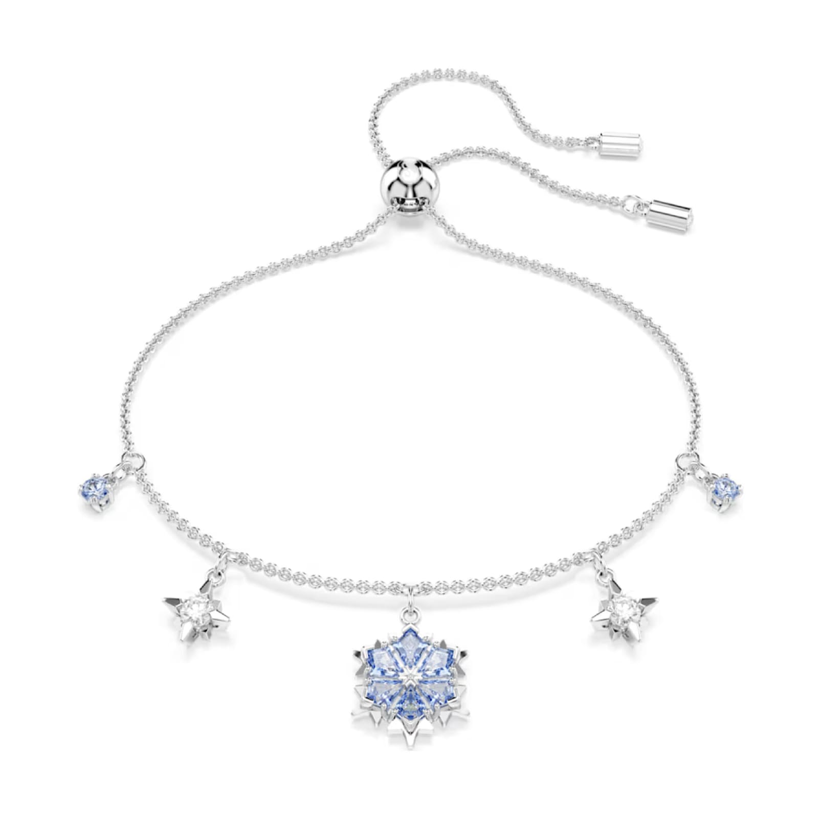 Bracciale con pendente Swarovski rodiato con fiocco di neve REGOLABILE