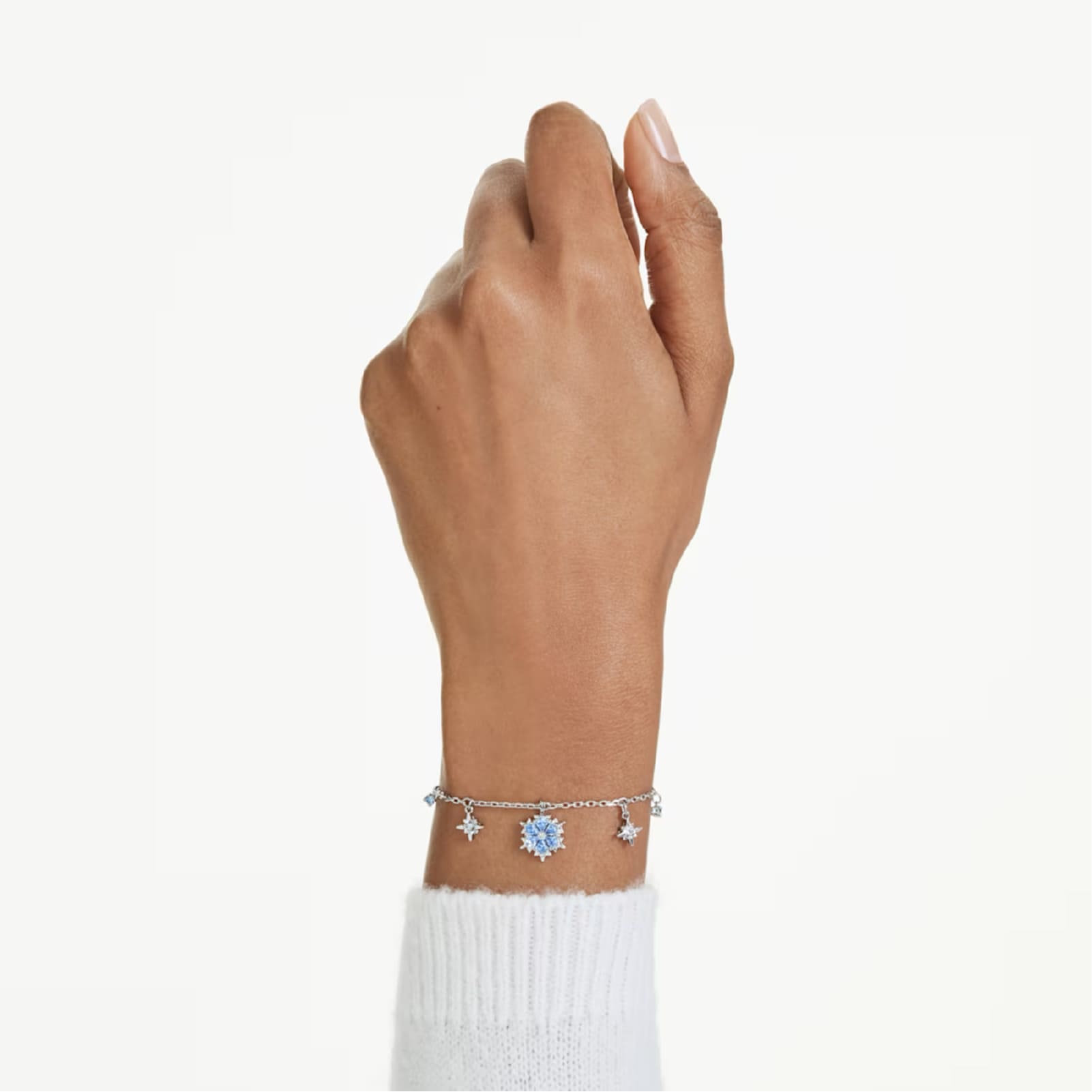 Bracciale con pendente Swarovski rodiato con fiocco di neve REGOLABILE