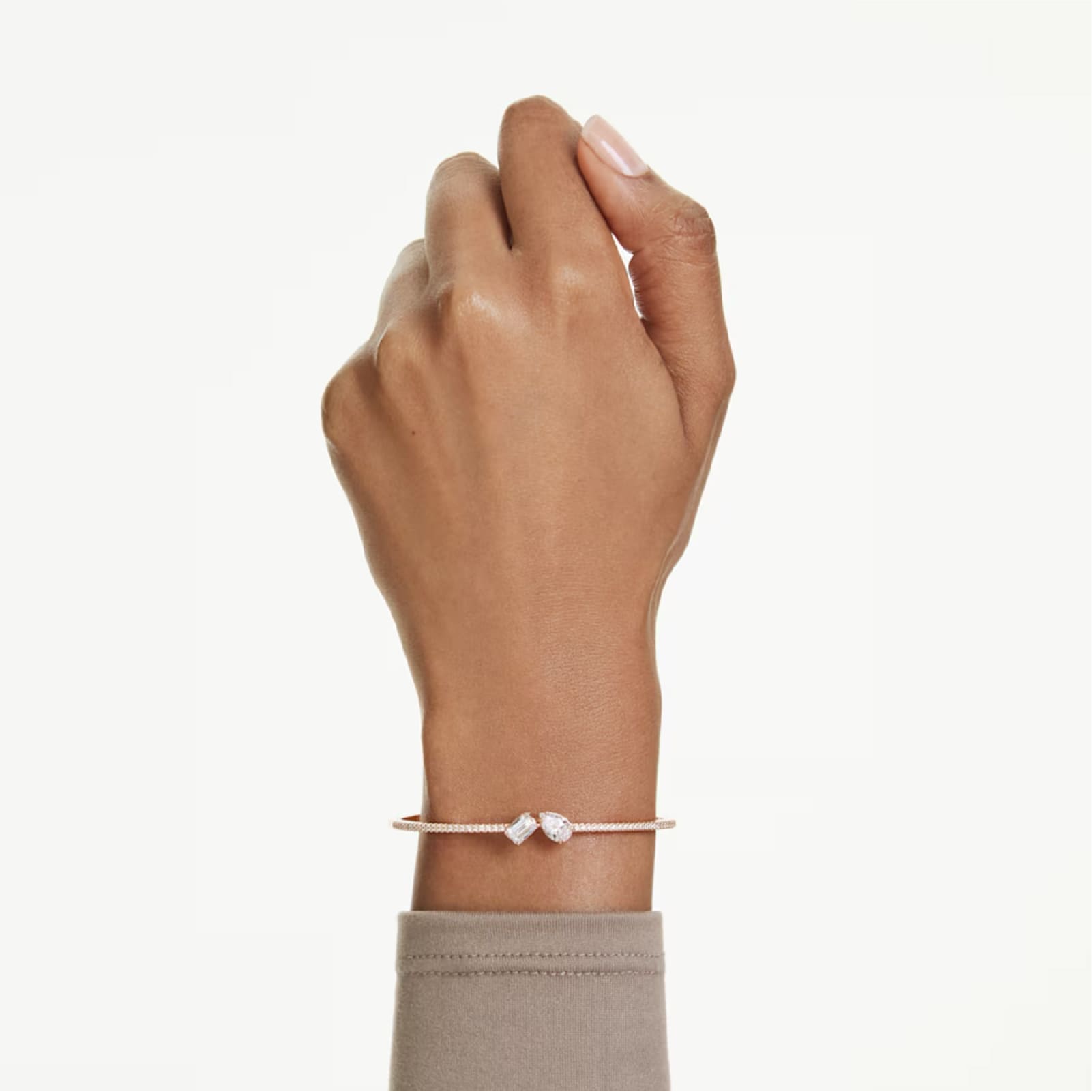 Bracciale rigido donna Swarovski rosé con cristallo bianco 17 cm