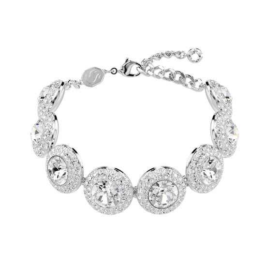 Bracciale catena Swarovski Una Angelic rodiato con cristalli Regolabile 15,5-20 cm
