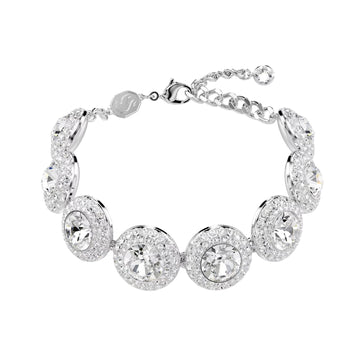 Bracciale catena Swarovski Una Angelic rodiato con cristalli Regolabile 15,5-20 cm