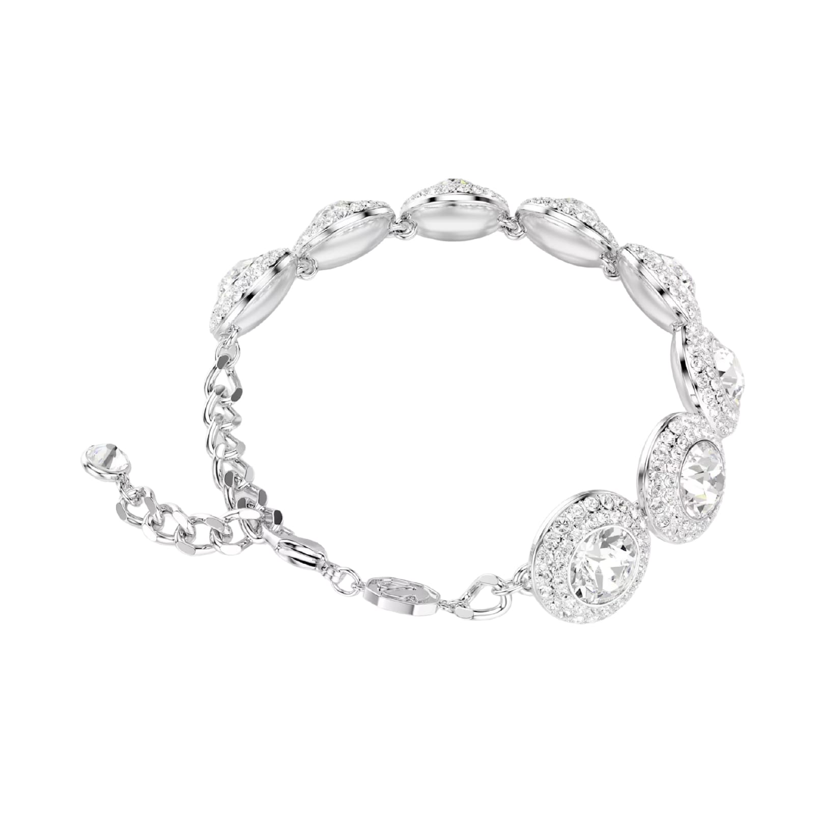Bracciale catena Swarovski Una Angelic rodiato con cristalli Regolabile 15,5-20 cm