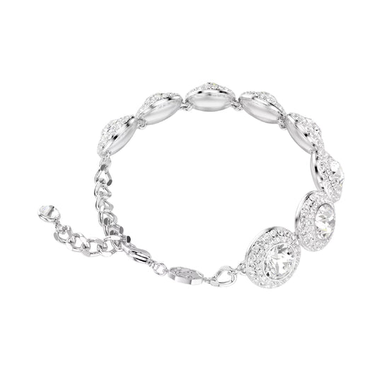 Bracciale catena Swarovski Una Angelic rodiato con cristalli Regolabile 15,5-20 cm