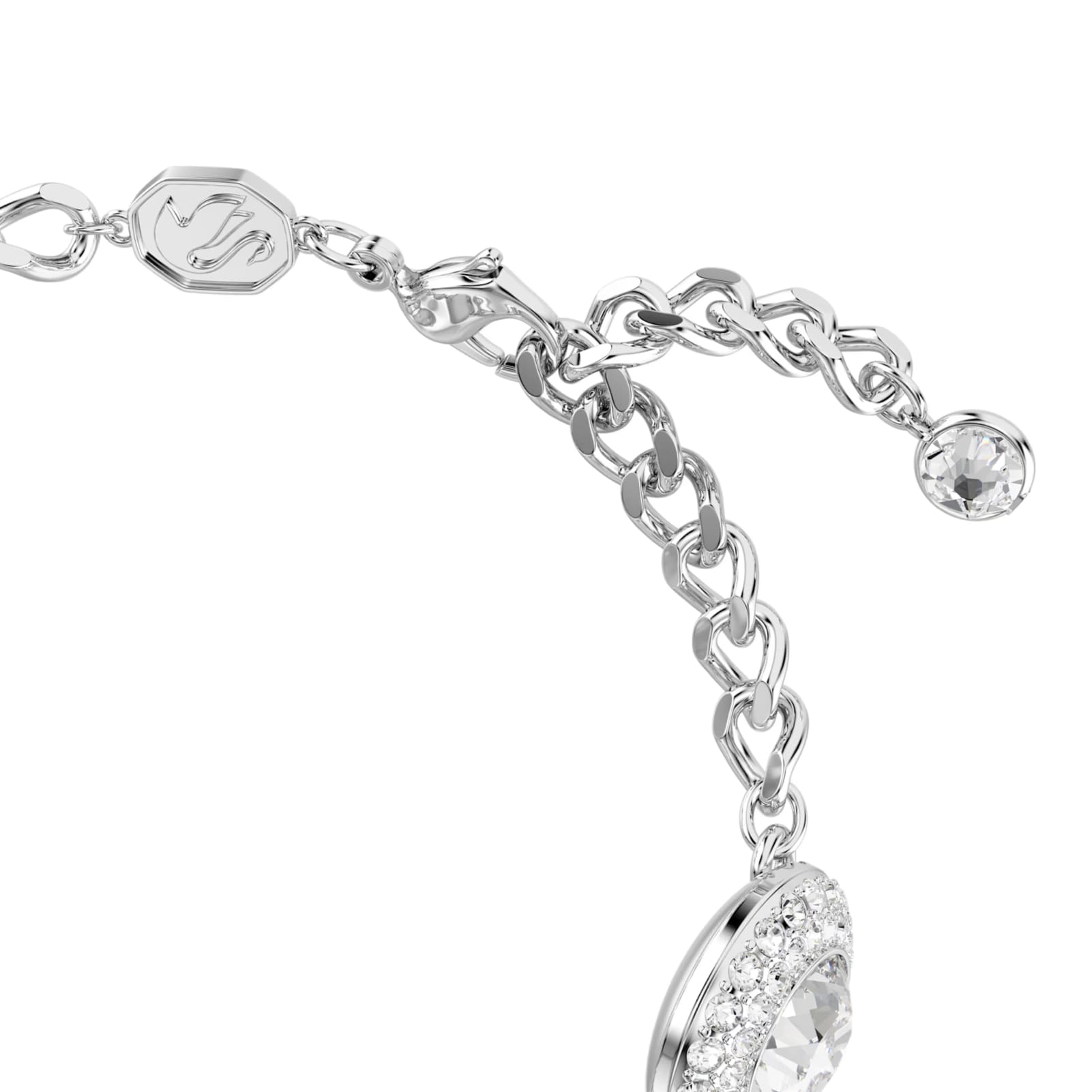 Bracciale catena Swarovski Una Angelic rodiato con cristalli Regolabile 15,5-20 cm