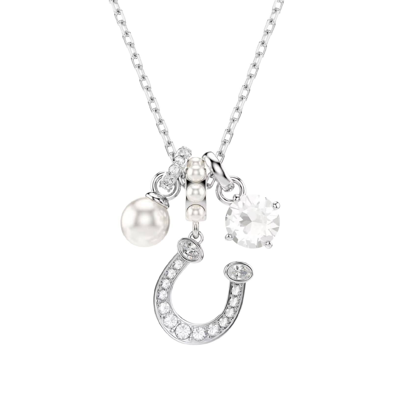 Collana Swarovski con pendente a ferro di cavallo e perla MISURA UNICA