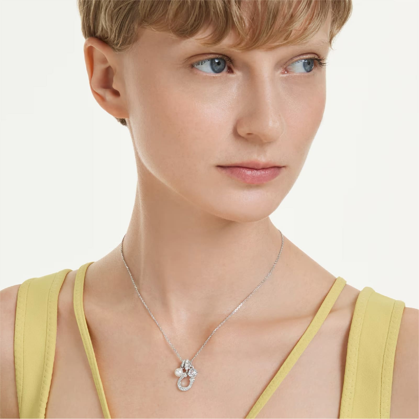 Collana Swarovski con pendente a ferro di cavallo e perla MISURA UNICA