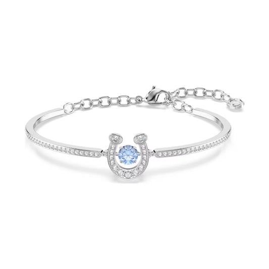 Bracciale Swarovski ferro di cavallo centrale e zircone blu 17,5 cm
