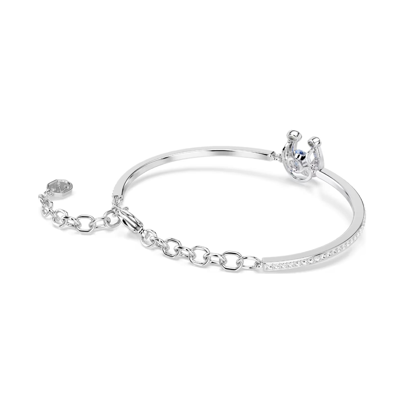 Bracciale Swarovski ferro di cavallo centrale e zircone blu 17,5 cm
