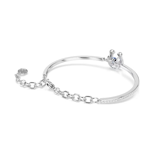 Bracciale Swarovski ferro di cavallo centrale e zircone blu 17,5 cm