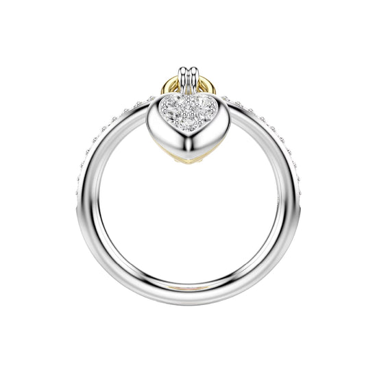 Anello Swarovski con cuore pendente dorato e zircone rosa 12