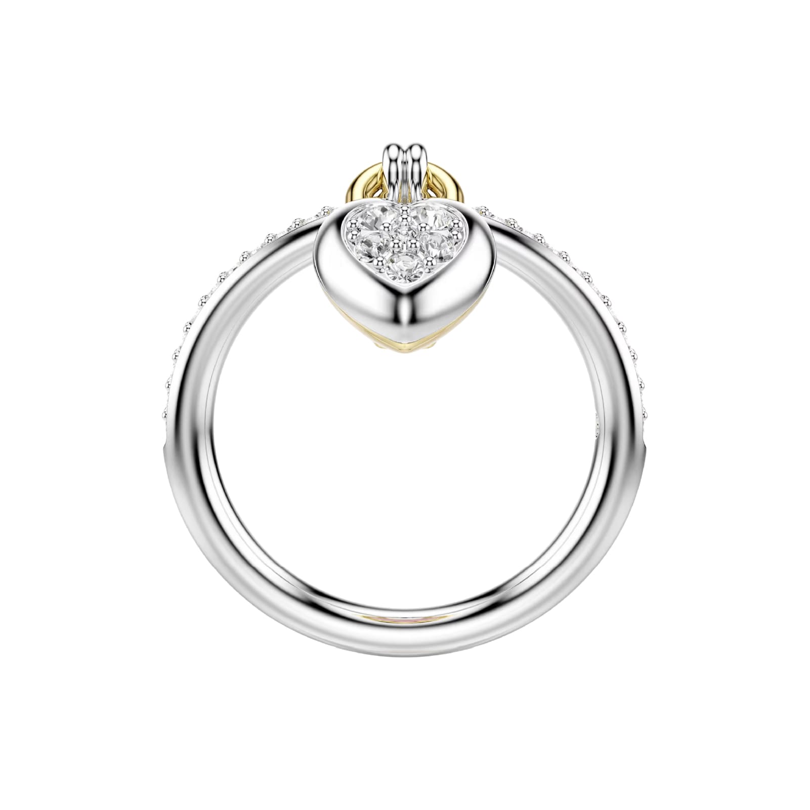 Anello Swarovski con cuore pendente dorato e zircone rosa 12