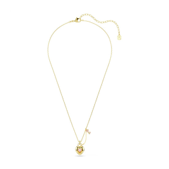 Collana Swarovski motivo cuore e chiave con cristalli rosa MISURA UNICA