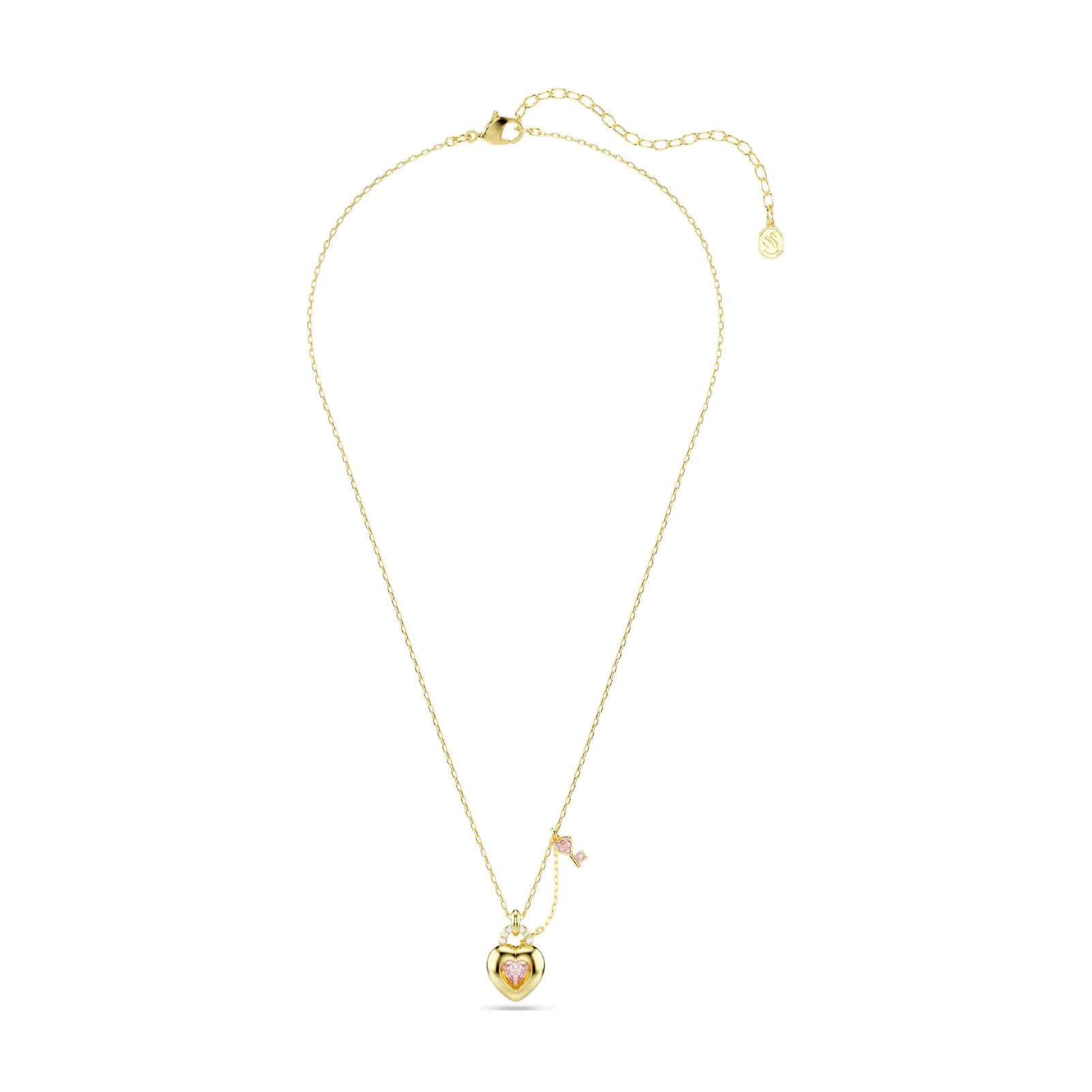 Collana Swarovski motivo cuore e chiave con cristalli rosa MISURA UNICA