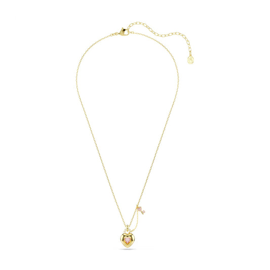 Collana Swarovski motivo cuore e chiave con cristalli rosa MISURA UNICA