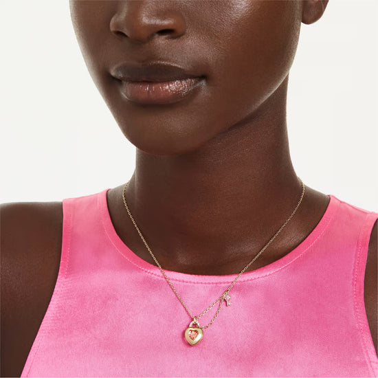 Collana Swarovski motivo cuore e chiave con cristalli rosa MISURA UNICA