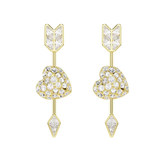 Orecchini pendenti Swarovski con cuore trafitto e cristalli MISURA UNICA