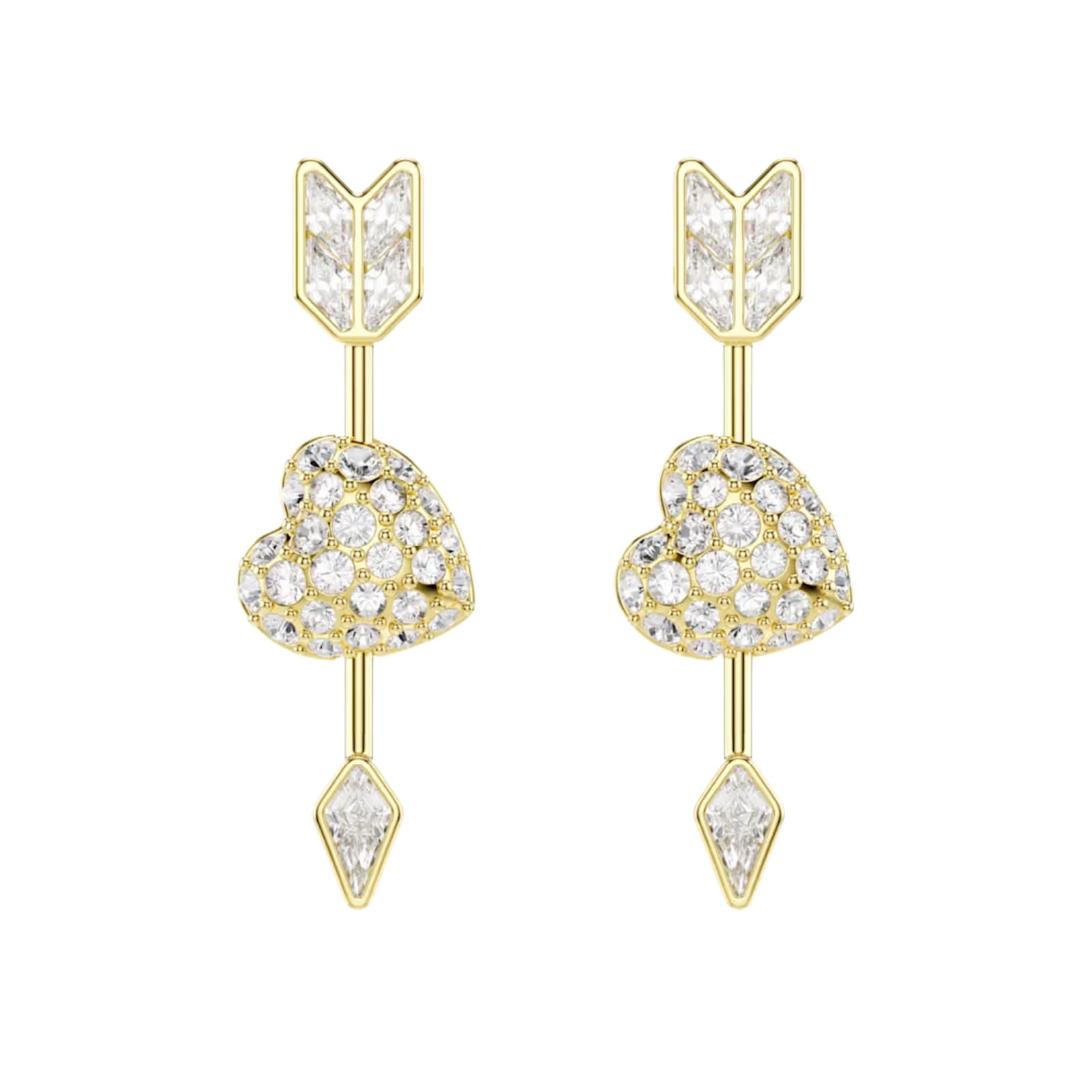 Orecchini pendenti Swarovski con cuore trafitto e cristalli MISURA UNICA