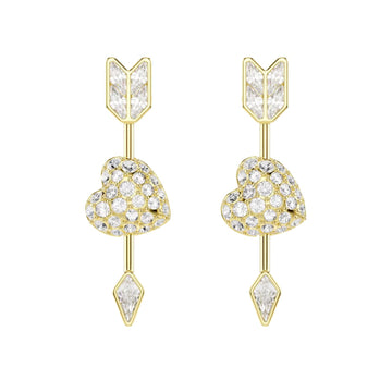 Orecchini pendenti Swarovski con cuore trafitto e cristalli MISURA UNICA