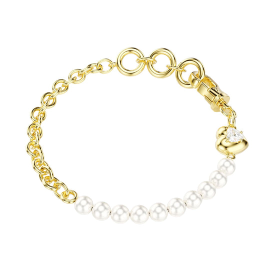 Bracciale Swarovski placcato oro con cuore e crystal pearls 19 cm