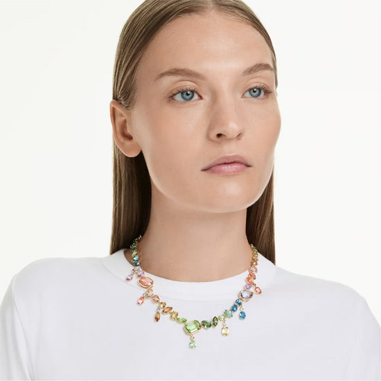 Collana Swarovski Gema placcata oro con cristalli multicolor MISURA UNICA