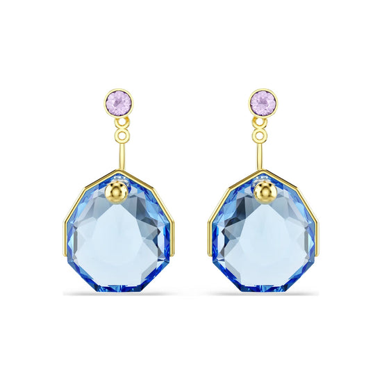 Orecchini pendenti Swarovski Gema dorati con cristallo blu MISURA UNICA