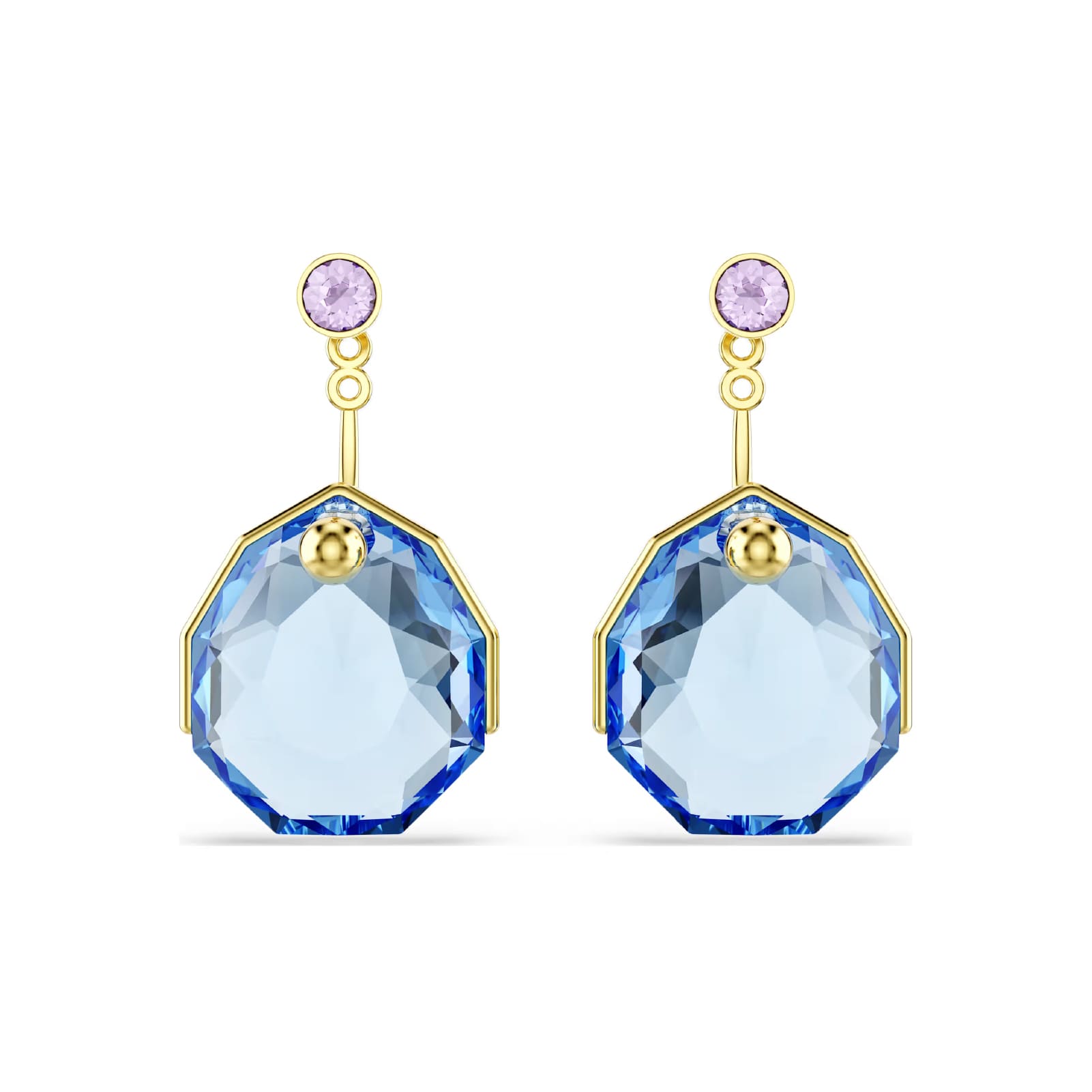 Orecchini pendenti Swarovski Gema dorati con cristallo blu MISURA UNICA