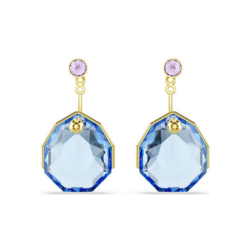 Orecchini pendenti Swarovski Gema dorati con cristallo blu MISURA UNICA