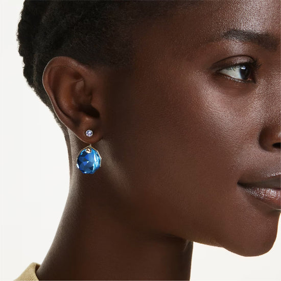 Orecchini pendenti Swarovski Gema dorati con cristallo blu MISURA UNICA