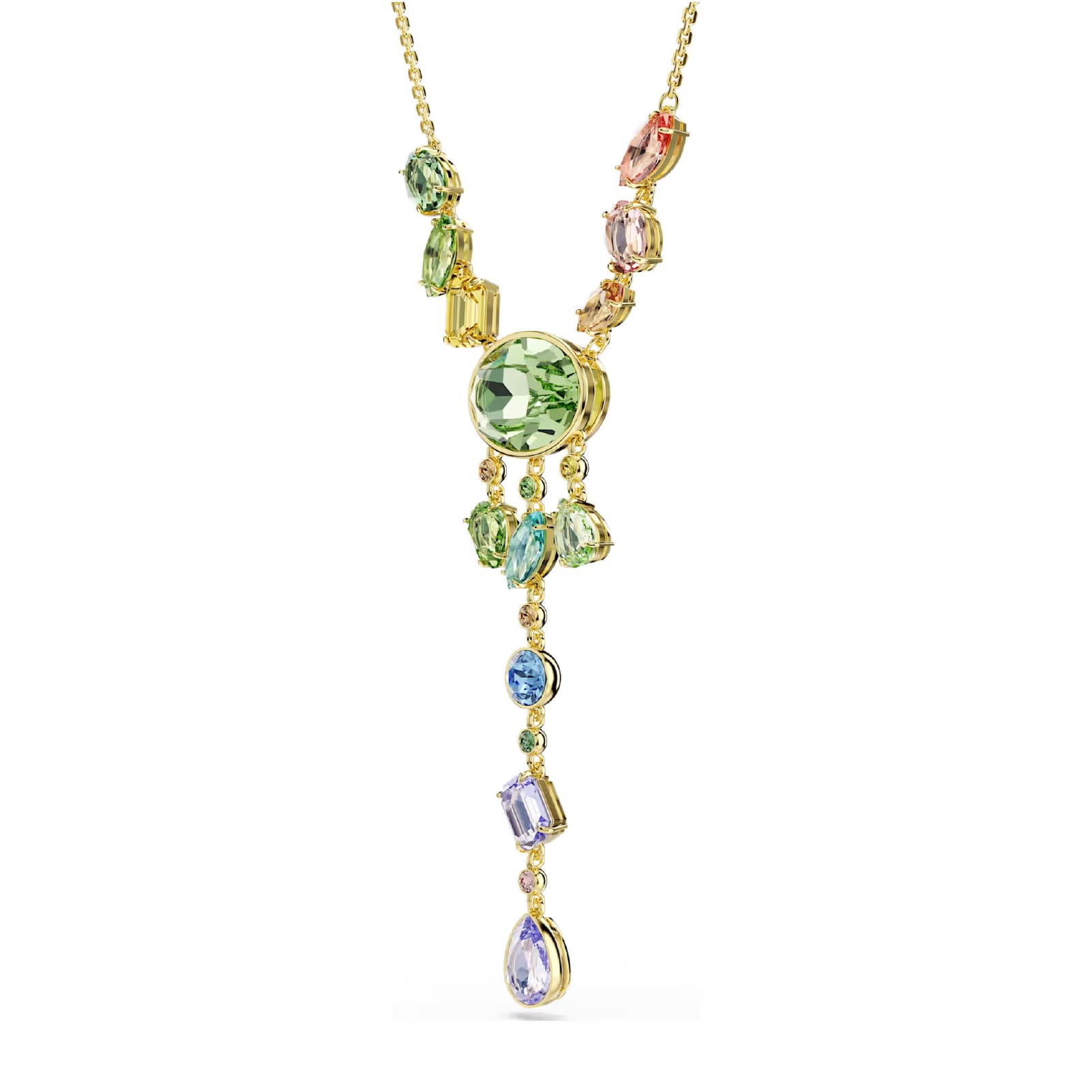Collana a Y Swarovski Gema dorata con cristalli colorati MISURA UNICA
