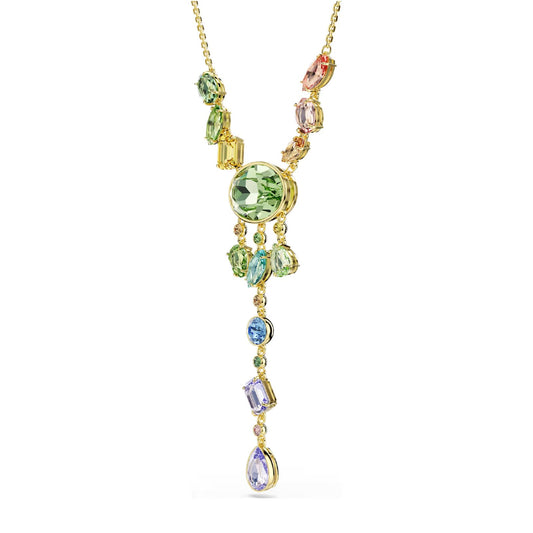 Collana a Y Swarovski Gema dorata con cristalli colorati MISURA UNICA