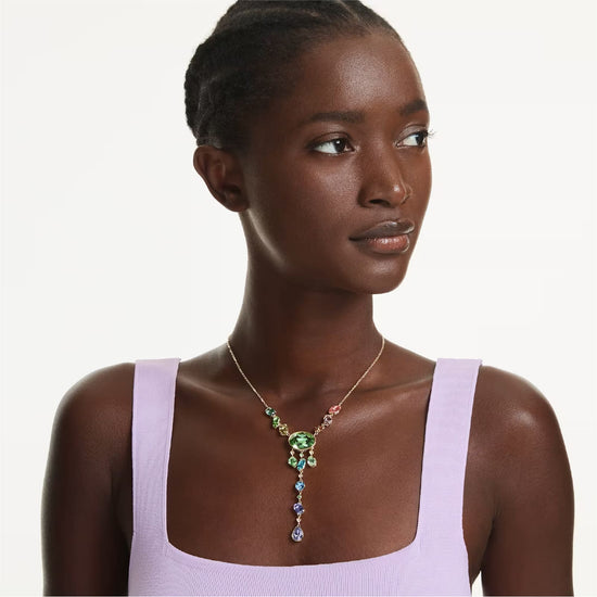 Collana a Y Swarovski Gema dorata con cristalli colorati MISURA UNICA