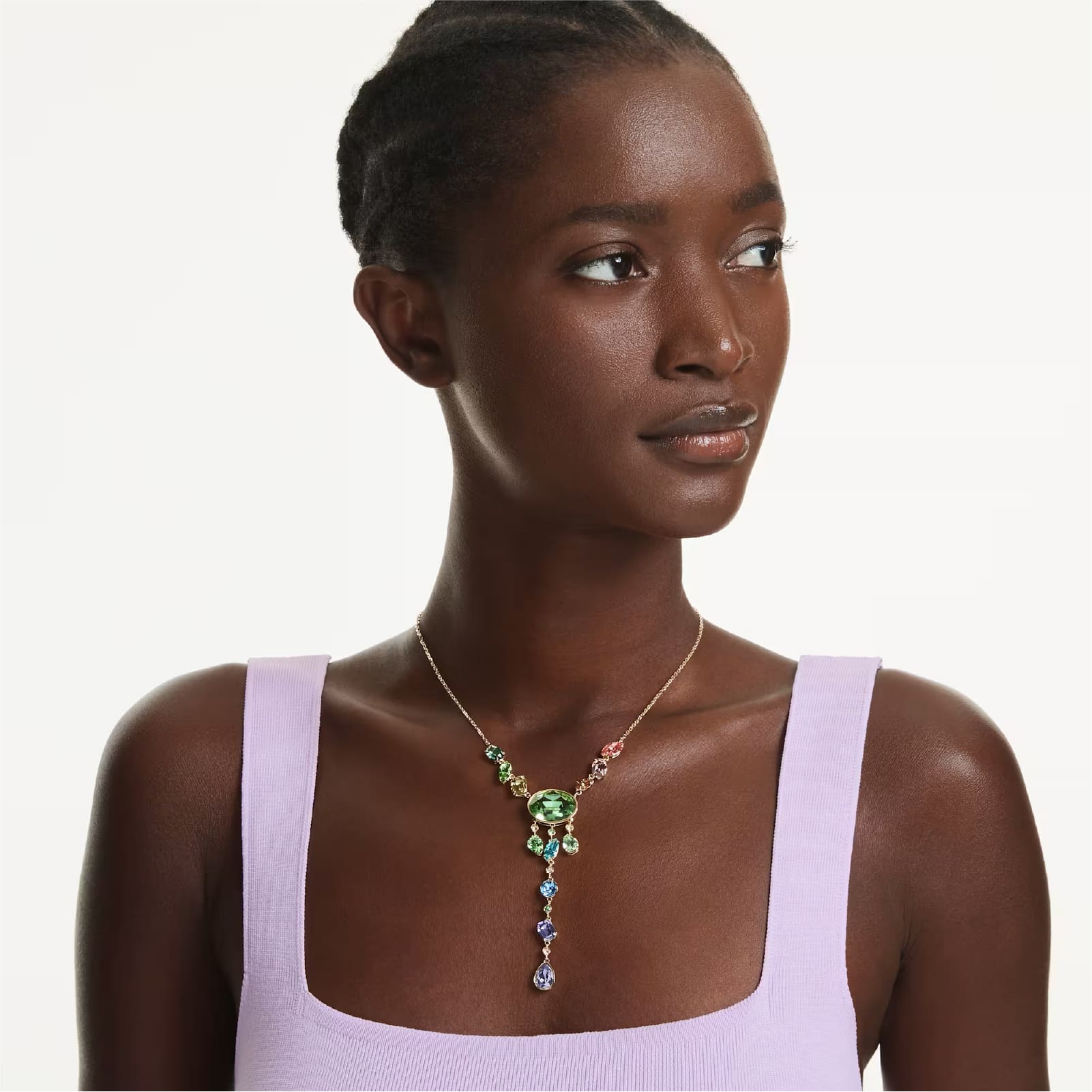 Collana a Y Swarovski Gema dorata con cristalli colorati MISURA UNICA