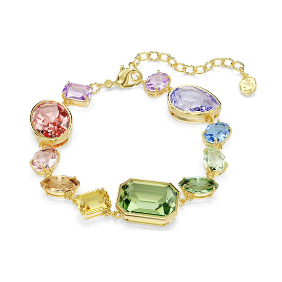 Bracciale Swarovski placcato oro con cristalli di forme diverse 20 cm